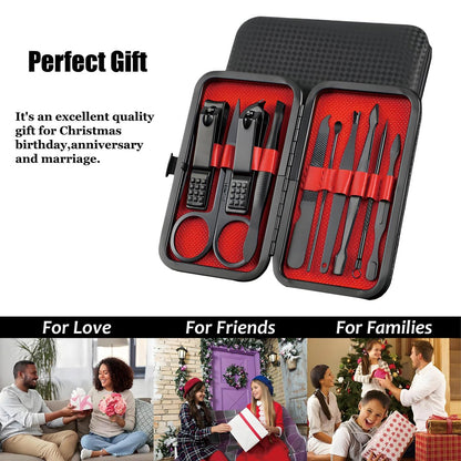 10-Piece Nail Clipper & Grooming Set – Professional Manicure Kit with Travel Case, Ideal Christmas Gift for Men & Women