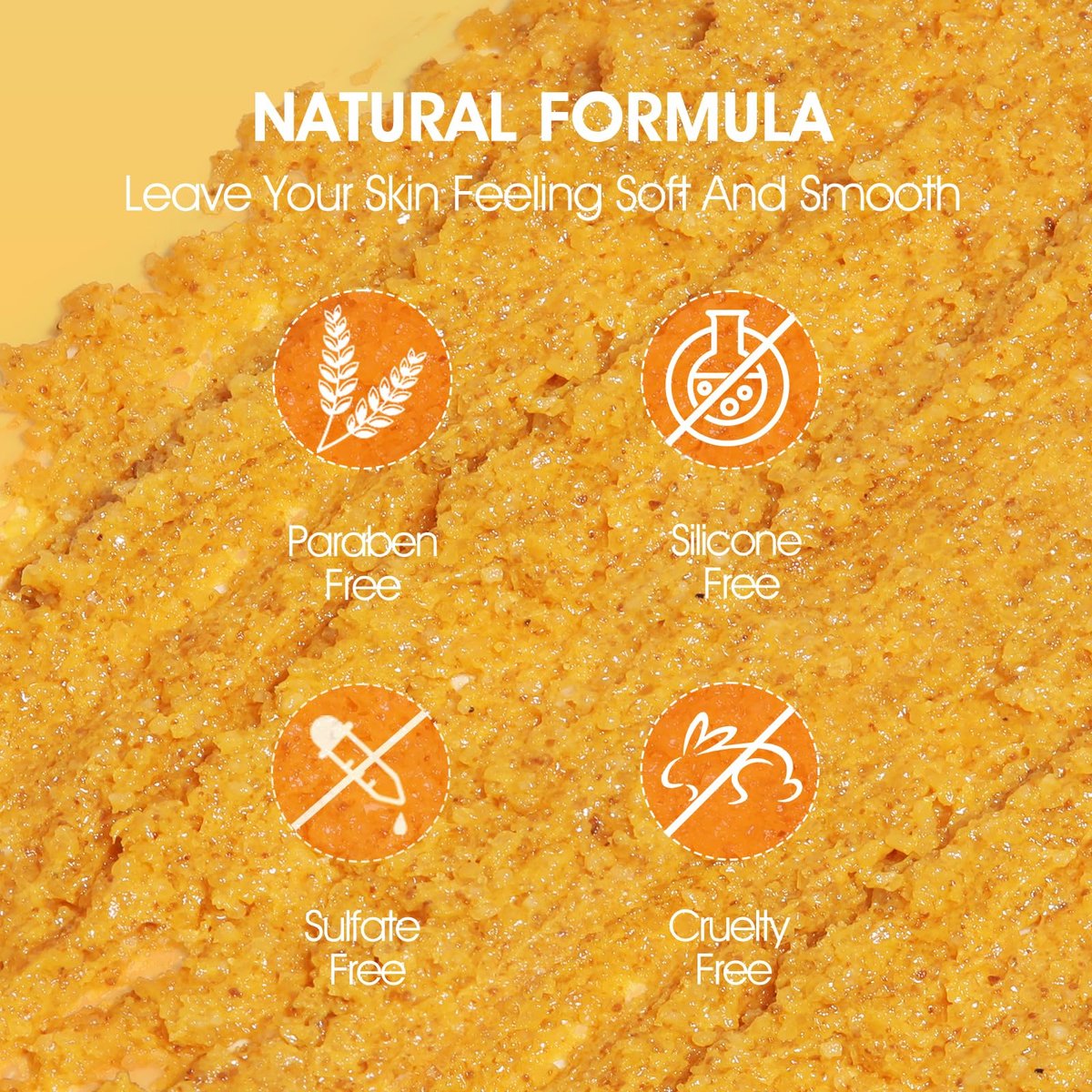VOERUY Turmeric Exfoliating Body Scrub with Coconut Oil & Vitamin C - Gently Exfoliate, Moisturize, and Brighten Skin for Women and Men, 11.28 oz - görsel 9