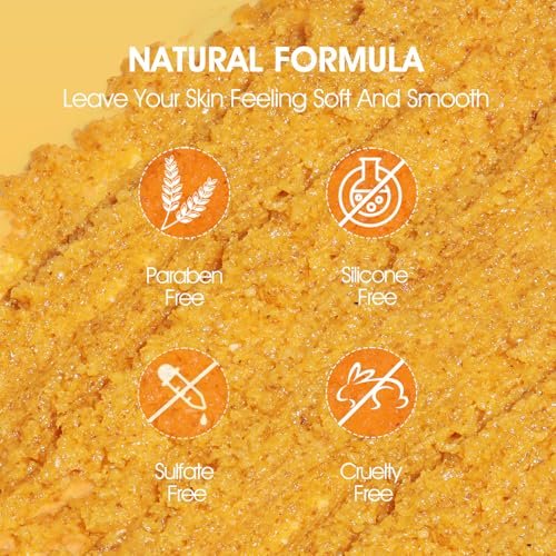 VOERUY Turmeric Exfoliating Body Scrub with Coconut Oil & Vitamin C - Gently Exfoliate, Moisturize, and Brighten Skin for Women and Men, 11.28 oz - görsel 10