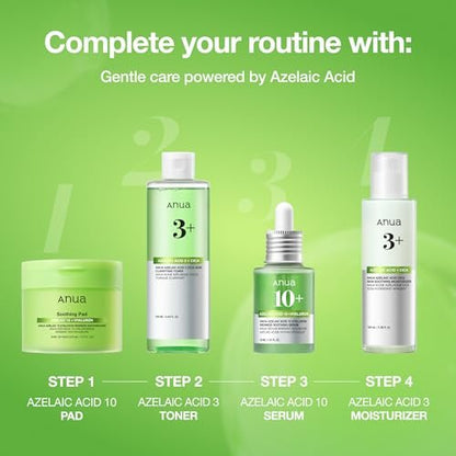 Anua Azelaic Acid 10 Hyaluron Redness Soothing Serum – Lightweight Hydrating Blemish Care for Oily & Blemish-Prone Skin, Korean Skincare, 1.01 fl oz Avelisse