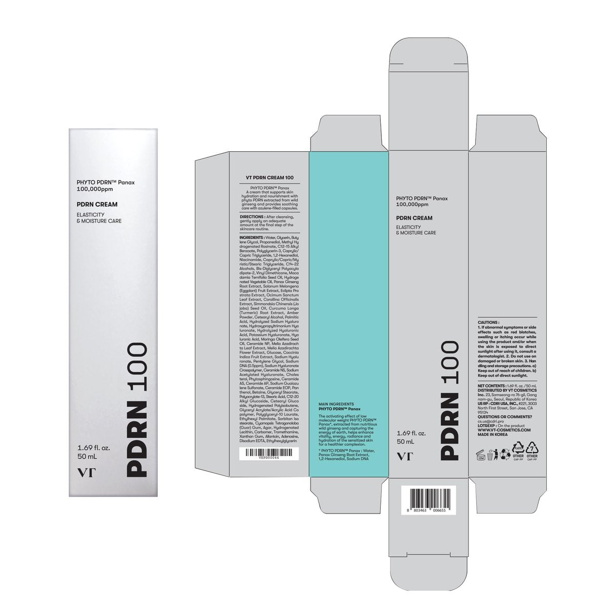 VT COSMETICS PDRN Cream 100 – Vegan PDRN Moisturizer for Glowy Glass Skin, 1.69 fl oz Avelisse