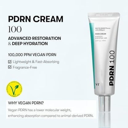 VT COSMETICS PDRN Cream 100 – Vegan PDRN Moisturizer for Glowy Glass Skin, 1.69 fl oz Avelisse