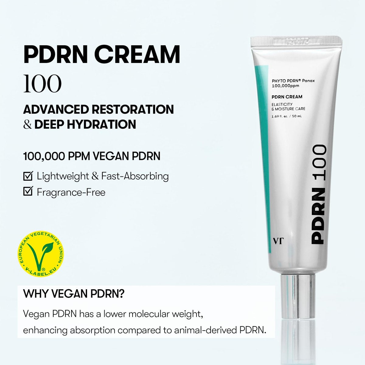 VT COSMETICS PDRN Cream 100 – Vegan PDRN Moisturizer for Glowy Glass Skin, 1.69 fl oz Avelisse