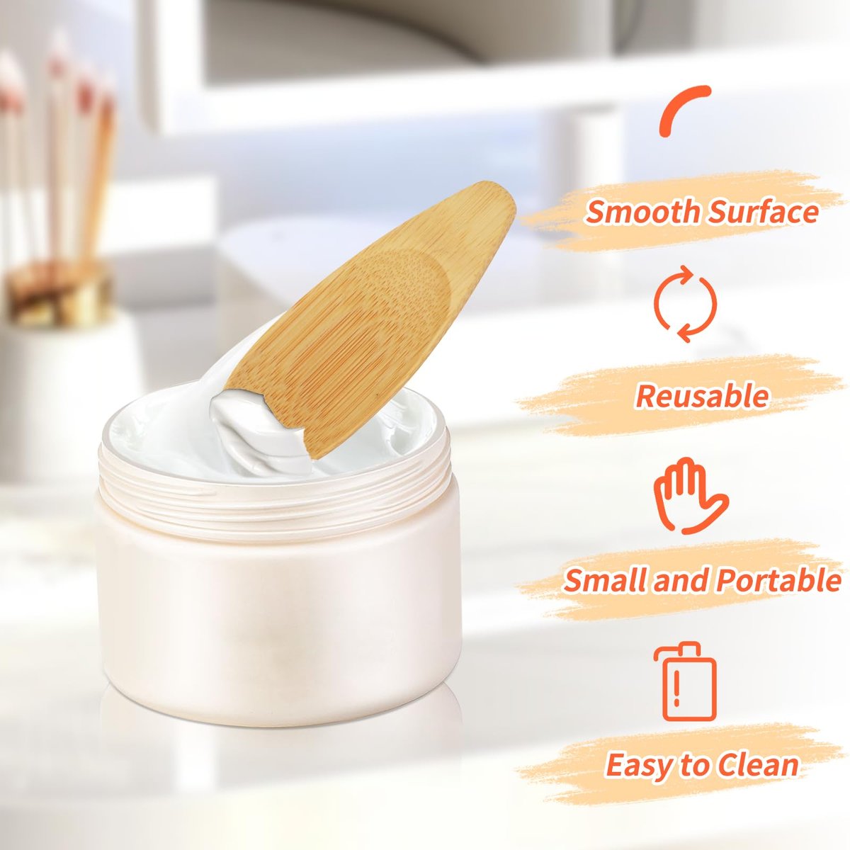 4-Pack Bamboo Deodorant Cream Applicators - Multi-Functional Skincare & Beauty Spatulas for Creams, Masks, and Clays - görsel 9