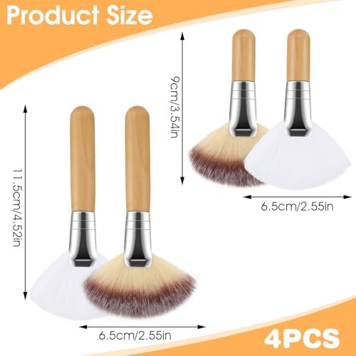Lusofie 4-Piece Fluffy Facial Fan Brush Set – Soft Bristle Highlighter & Powder Brush for Flawless Makeup Application - görsel 4