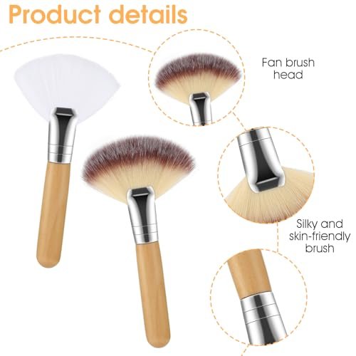 Lusofie 4-Piece Fluffy Facial Fan Brush Set – Soft Bristle Highlighter & Powder Brush for Flawless Makeup Application - görsel 6