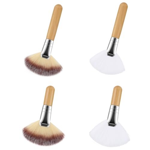 Lusofie 4-Piece Fluffy Facial Fan Brush Set – Soft Bristle Highlighter & Powder Brush for Flawless Makeup Application - görsel 2