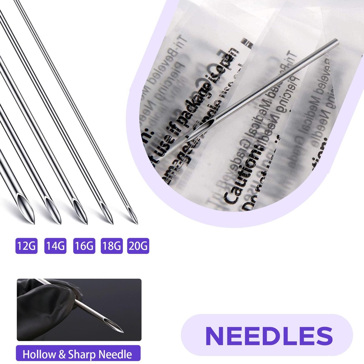 Usiriy 44-Piece Piercing Kit – Professional Body Piercing Needles & Tools for Ear, Nose, Belly Button, Tongue, Eyebrow - görsel 9