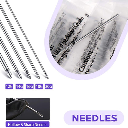 Usiriy 44-Piece Piercing Kit – Professional Body Piercing Needles & Tools for Ear, Nose, Belly Button, Tongue, Eyebrow