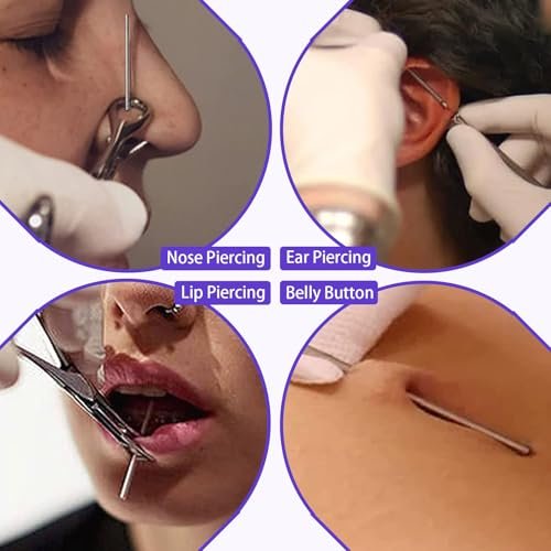 Usiriy 44-Piece Piercing Kit – Professional Body Piercing Needles & Tools for Ear, Nose, Belly Button, Tongue, Eyebrow - görsel 12