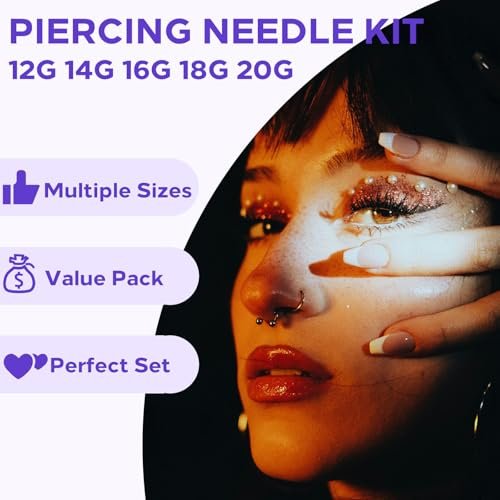 Usiriy 44-Piece Piercing Kit – Professional Body Piercing Needles & Tools for Ear, Nose, Belly Button, Tongue, Eyebrow - görsel 4