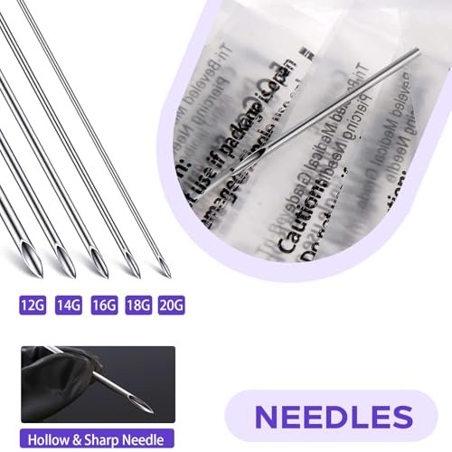 Usiriy 44-Piece Piercing Kit – Professional Body Piercing Needles & Tools for Ear, Nose, Belly Button, Tongue, Eyebrow - görsel 10