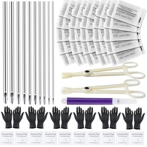 Usiriy 44-Piece Piercing Kit – Professional Body Piercing Needles & Tools for Ear, Nose, Belly Button, Tongue, Eyebrow - görsel 2