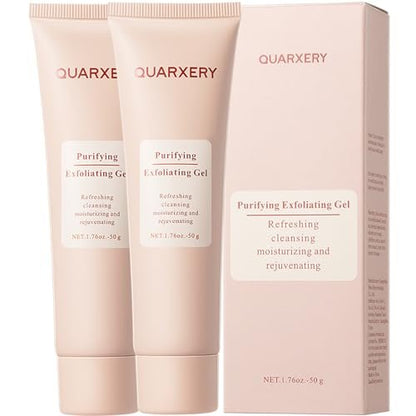 QUARXERY Purifying Exfoliating Gel 2-Pack: Gentle Facial Peeling Gel Scrub for Cleansing Dirt & Oils Avelisse