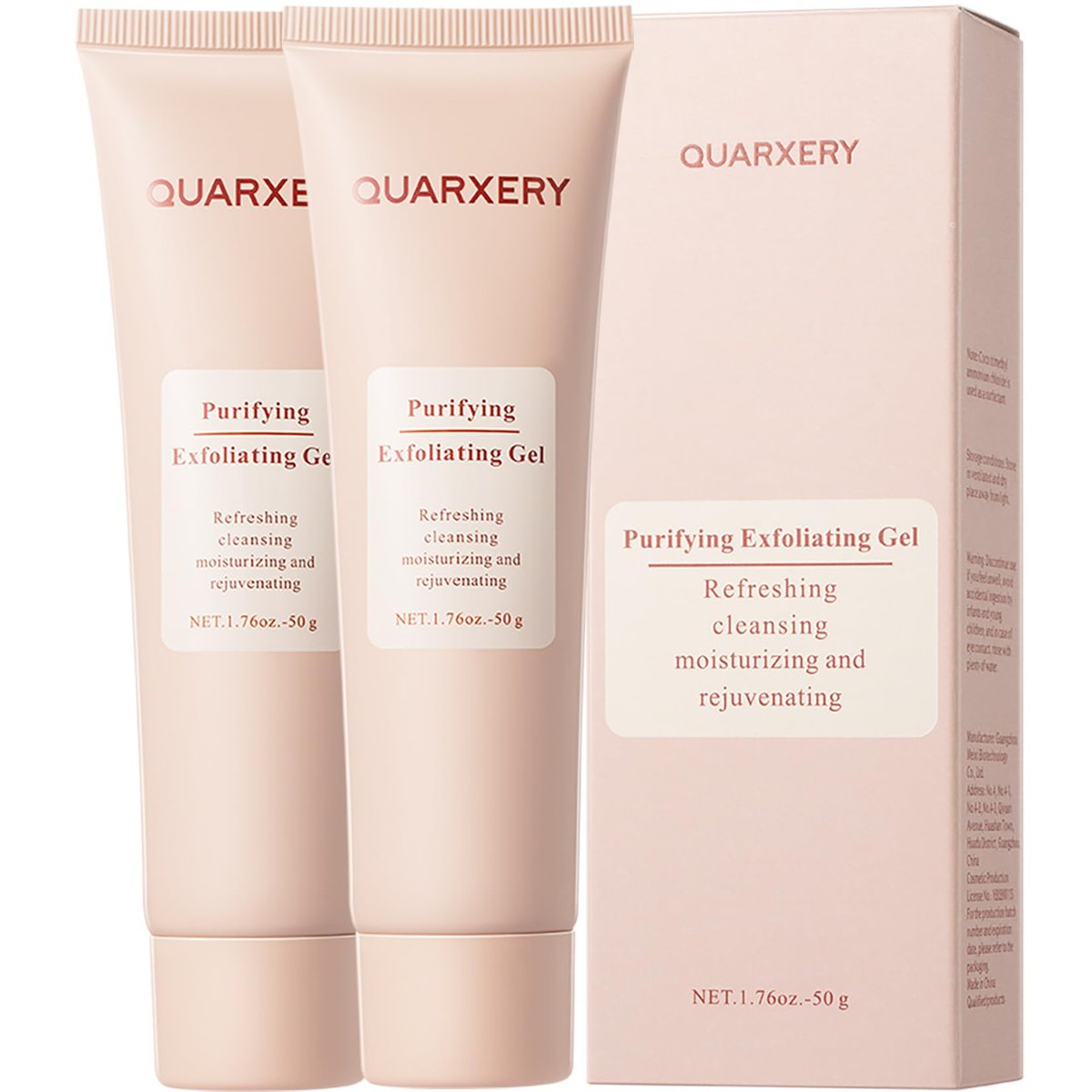 QUARXERY Purifying Exfoliating Gel 2-Pack: Gentle Facial Peeling Gel Scrub for Cleansing Dirt & Oils Avelisse