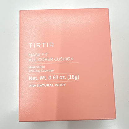 TIRTIR Mask Fit All Cover Pink Cushion Foundation - High Coverage Velvety Matte Finish, Lightweight Korean Cushion (#21W Natural Ivory, Full Size 0.63 Fl Oz)