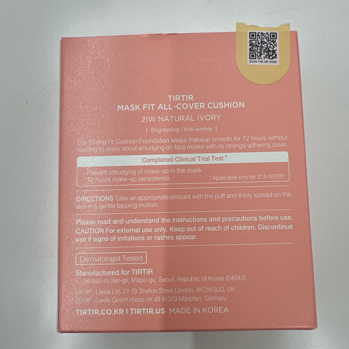 TIRTIR Mask Fit All Cover Pink Cushion Foundation - High Coverage Velvety Matte Finish, Lightweight Korean Cushion (#21W Natural Ivory, Full Size 0.63 Fl Oz) - görsel 15