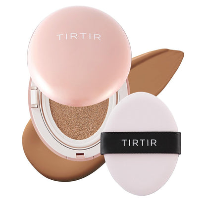TIRTIR Mask Fit All Cover Pink Cushion Foundation - High Coverage, Velvety Matte Finish, Lightweight, Flawless, Corrects Redness (#33C Hazel, Full Size, 0.63 Fl Oz)