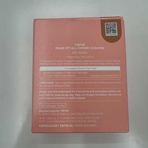 TIRTIR Mask Fit All Cover Pink Cushion Foundation - High Coverage, Velvety Matte Finish, Lightweight, Flawless, Corrects Redness (#33C Hazel, Full Size, 0.63 Fl Oz) - görsel 16