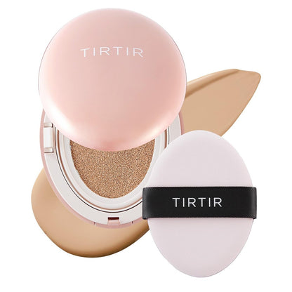 TIRTIR Mask Fit All Cover Pink Cushion Foundation - High Coverage, Velvety Matte Finish, Lightweight Flawless Correction for Redness (#24N Latte, Full Size, 0.63 Fl Oz)