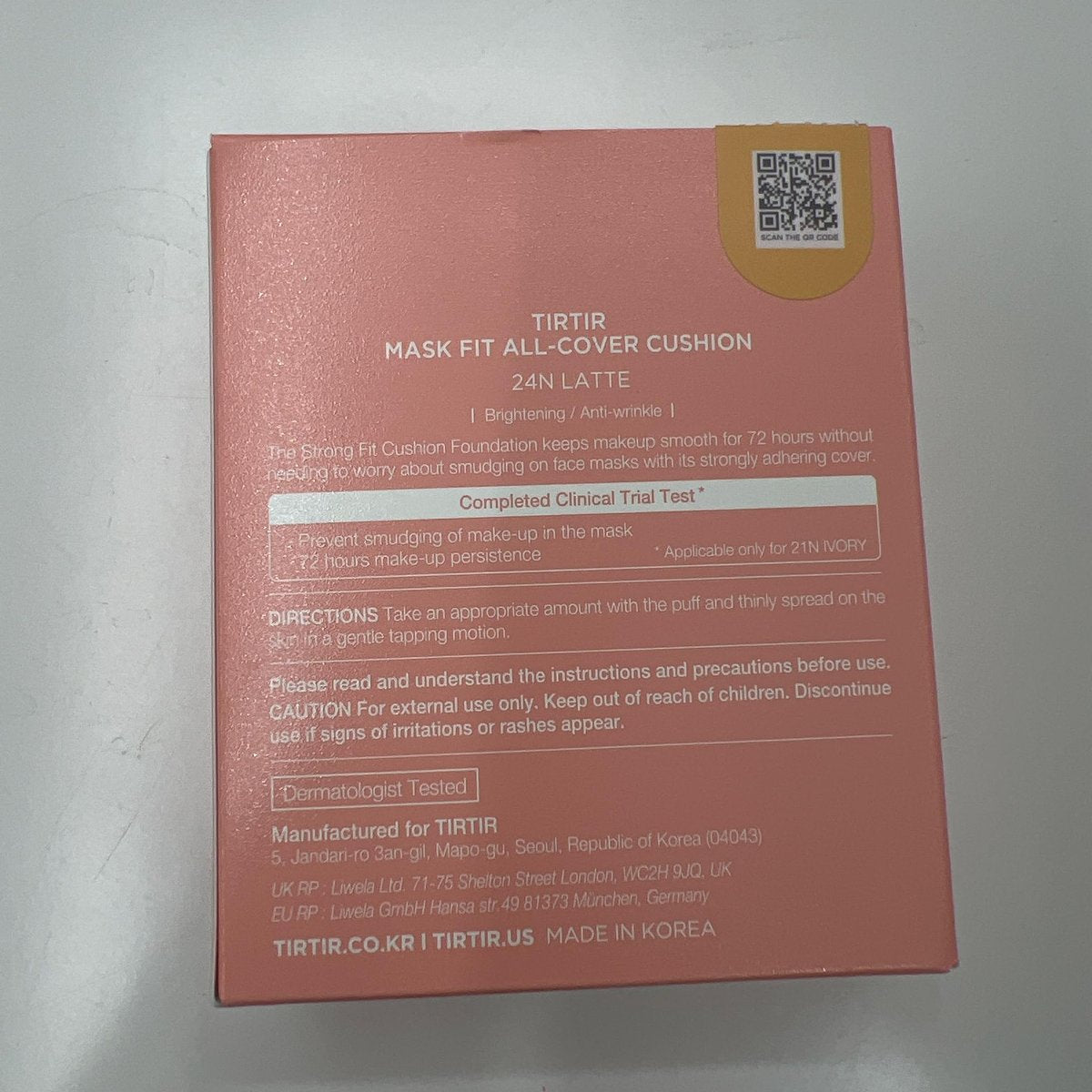 TIRTIR Mask Fit All Cover Pink Cushion Foundation - High Coverage, Velvety Matte Finish, Lightweight Flawless Correction for Redness (#24N Latte, Full Size, 0.63 Fl Oz) - görsel 15