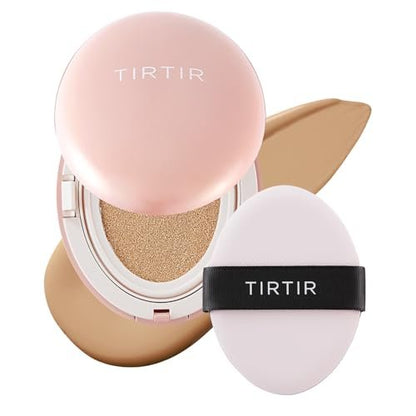 TIRTIR Mask Fit All Cover Pink Cushion Foundation - #27N Camel, High Coverage Velvety Matte Finish, Lightweight Flawless Look, Corrects Redness, Korean Cushion (Full Size, 0.63 Fl Oz)
