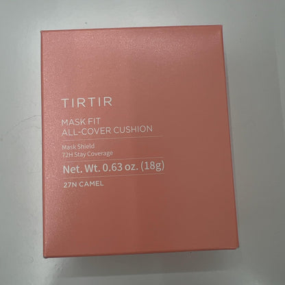 TIRTIR Mask Fit All Cover Pink Cushion Foundation - #27N Camel, High Coverage Velvety Matte Finish, Lightweight Flawless Look, Corrects Redness, Korean Cushion (Full Size, 0.63 Fl Oz)