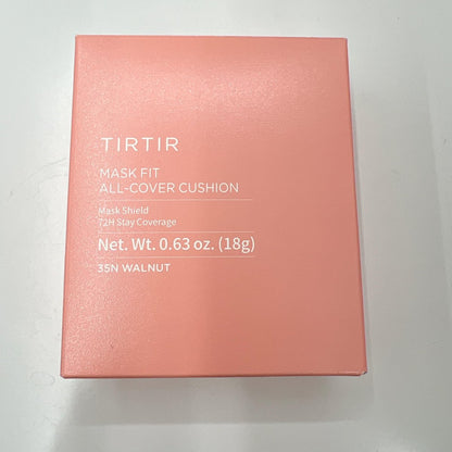 TIRTIR Mask Fit All Cover Pink Cushion Foundation - #35N Walnut, Full Size, 0.63 Fl Oz - High Coverage Velvety Matte Finish