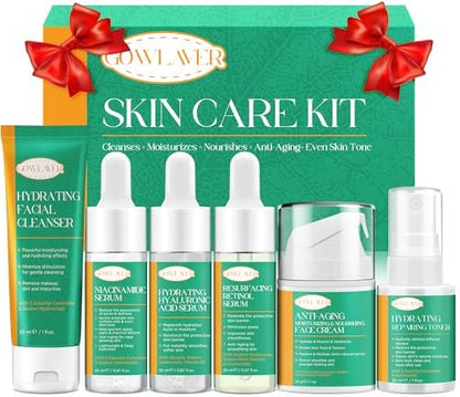 Lifting & Firming Anti-Aging Skin Care Set Kit for Women & Teens - Niacinamide Retinol Serum, Hyaluronic Acid Serum, Travel Size Skincare Gift Set