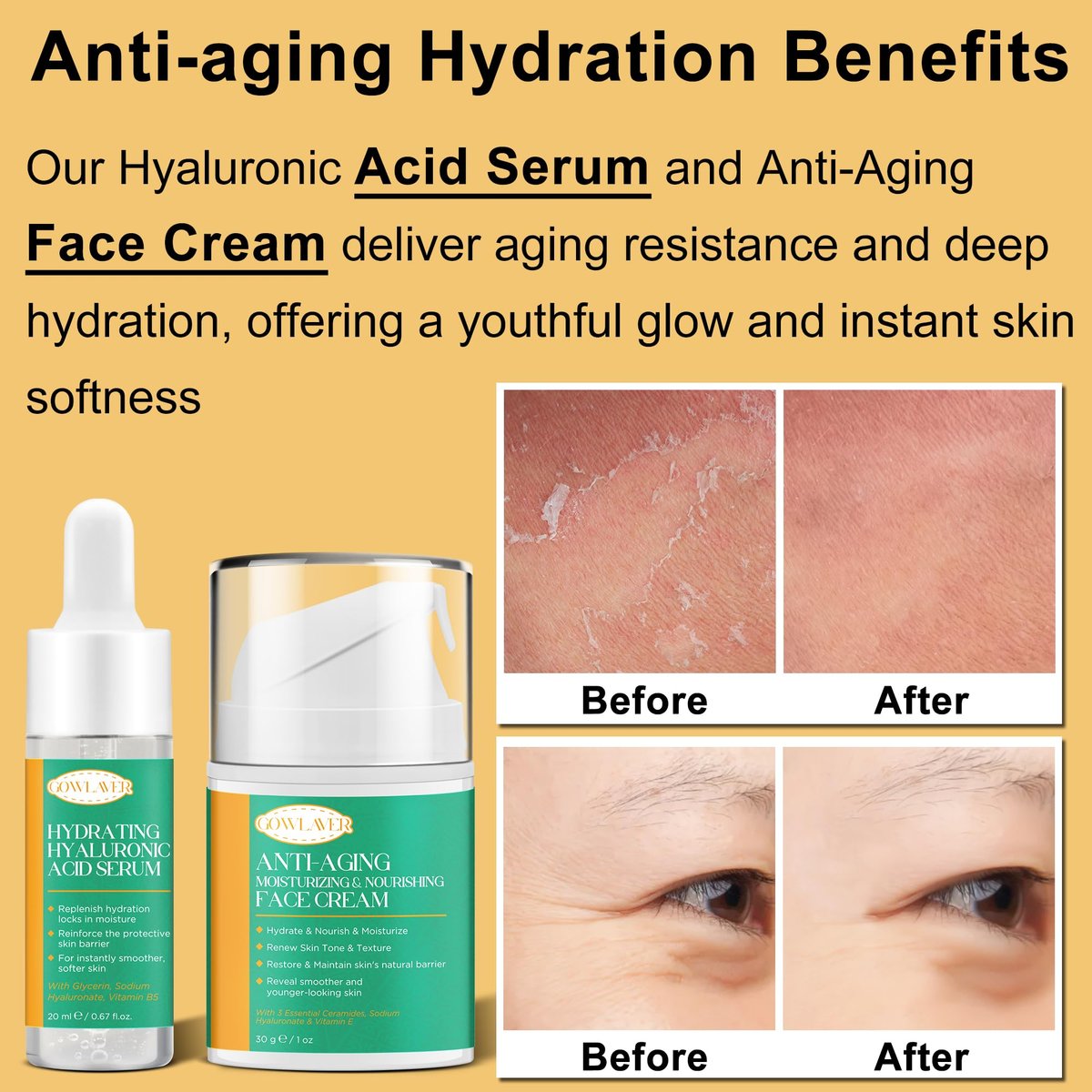 Lifting & Firming Anti-Aging Skin Care Set Kit for Women & Teens - Niacinamide Retinol Serum, Hyaluronic Acid Serum, Travel Size Skincare Gift Set - görsel 9