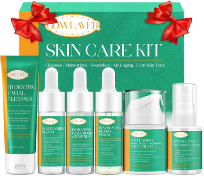 Lifting & Firming Anti-Aging Skin Care Set Kit for Women & Teens - Niacinamide Retinol Serum, Hyaluronic Acid Serum, Travel Size Skincare Gift Set