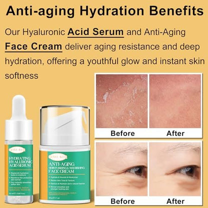 Lifting & Firming Anti-Aging Skin Care Set Kit for Women & Teens - Niacinamide Retinol Serum, Hyaluronic Acid Serum, Travel Size Skincare Gift Set