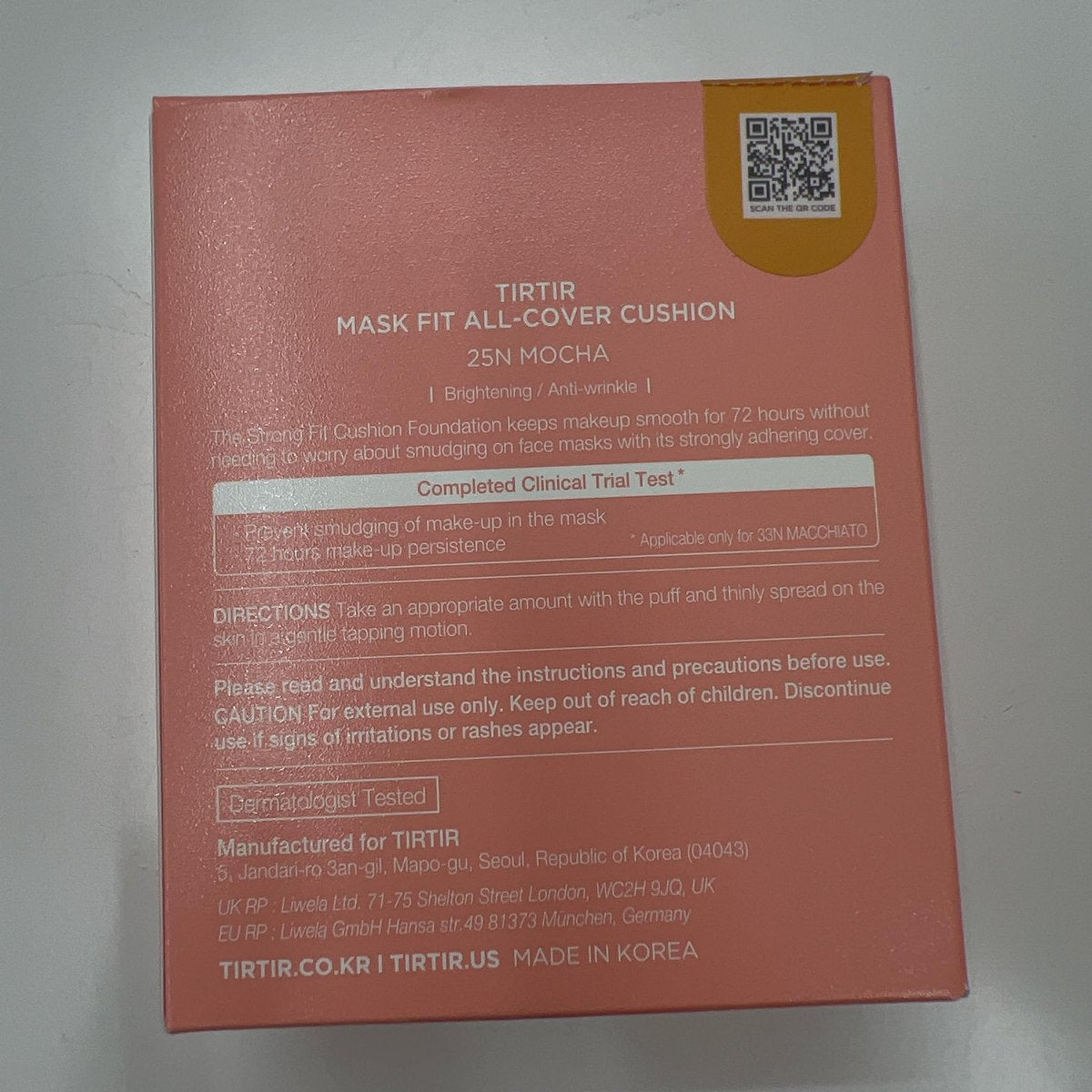 TIRTIR Mask Fit All Cover Pink Cushion Foundation - High Coverage, Velvety Matte Finish, Lightweight, Flawless, Corrects Redness (#25N Mocha, Full Size 0.63 Fl Oz) - görsel 15