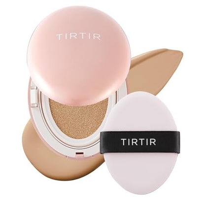 TIRTIR Mask Fit All Cover Pink Cushion Foundation - High Coverage, Velvety Matte Finish, Lightweight, Flawless, Corrects Redness (#25N Mocha, Full Size 0.63 Fl Oz)