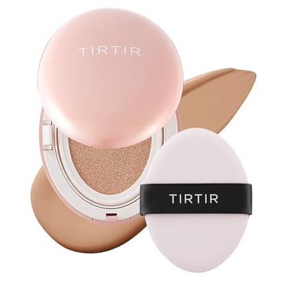 TIRTIR Mask Fit All Cover Pink Cushion Foundation - High Coverage, Velvety Matte Finish, Lightweight, Flawless, Corrects Redness - #27C Cool Beige, Full Size 0.63 Fl Oz
