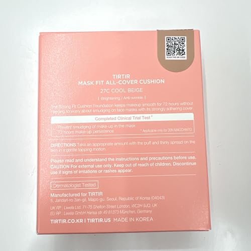 TIRTIR Mask Fit All Cover Pink Cushion Foundation - High Coverage, Velvety Matte Finish, Lightweight, Flawless, Corrects Redness - #27C Cool Beige, Full Size 0.63 Fl Oz - görsel 16
