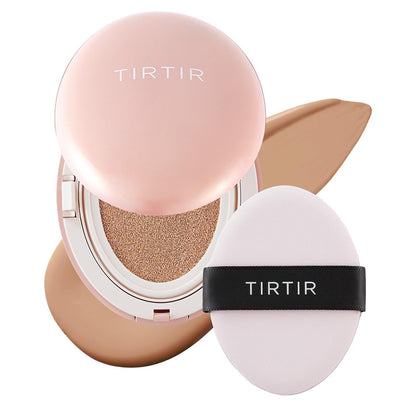 TIRTIR Mask Fit All Cover Pink Cushion Foundation - High Coverage, Velvety Matte Finish, Lightweight, Flawless, Corrects Redness - #27C Cool Beige, Full Size 0.63 Fl Oz