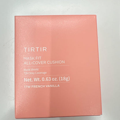 TIRTIR Mask Fit All Cover Pink Cushion Foundation - #17W French Vanilla - High Coverage Velvety Matte Finish - Lightweight Flawless Korean Cushion (Full Size, 0.63 Fl Oz) Avelisse