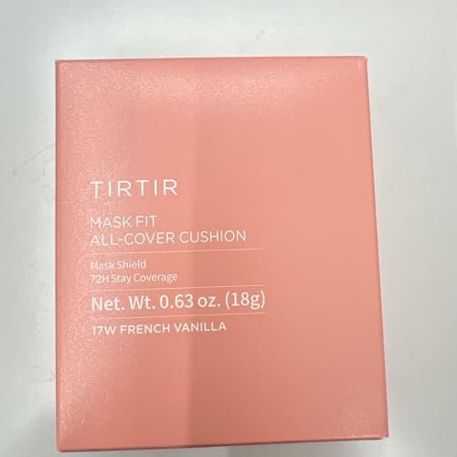 TIRTIR Mask Fit All Cover Pink Cushion Foundation - #17W French Vanilla - High Coverage Velvety Matte Finish - Lightweight Flawless Korean Cushion (Full Size, 0.63 Fl Oz) Avelisse