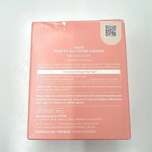 TIRTIR Mask Fit All Cover Pink Cushion Foundation - #13N Fair Ivory, High Coverage Velvety Matte Finish, Lightweight Korean Cushion (Full Size, 0.63 Fl Oz) Avelisse