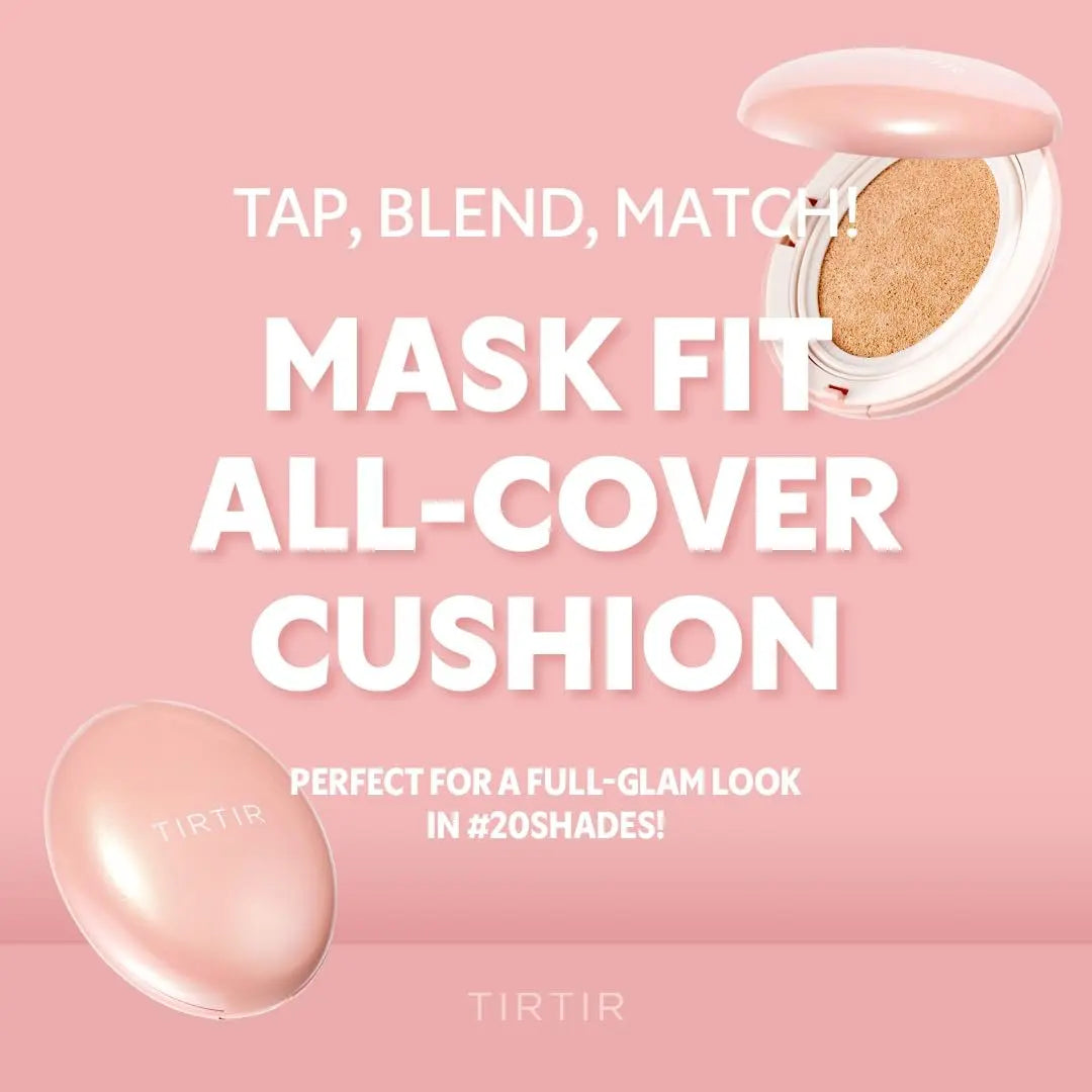 TIRTIR Mask Fit All Cover Pink Cushion Foundation - #13N Fair Ivory, High Coverage Velvety Matte Finish, Lightweight Korean Cushion (Full Size, 0.63 Fl Oz) Avelisse