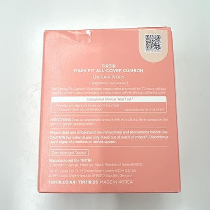 TIRTIR Mask Fit All Cover Pink Cushion Foundation - #17W French Vanilla - High Coverage Velvety Matte Finish - Lightweight Flawless Korean Cushion (Full Size, 0.63 Fl Oz) Avelisse