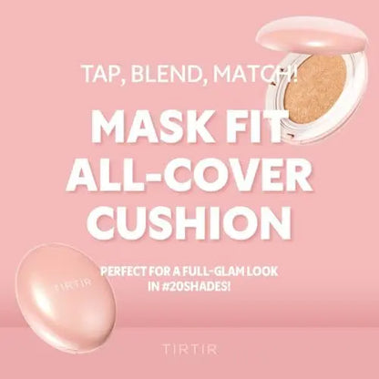 TIRTIR Mask Fit All Cover Pink Cushion Foundation - #13N Fair Ivory, High Coverage Velvety Matte Finish, Lightweight Korean Cushion (Full Size, 0.63 Fl Oz) Avelisse