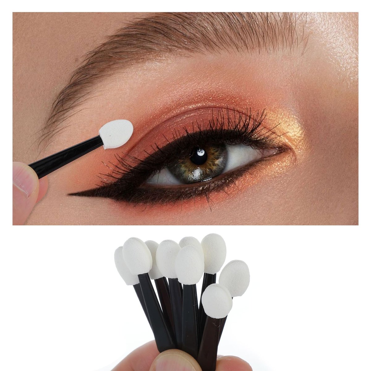 Giantree 50 Pcs Disposable Eyeshadow Applicators - Mini Eye Shadow Sponge Applicators Portable Travel Brushes for Women - görsel 11
