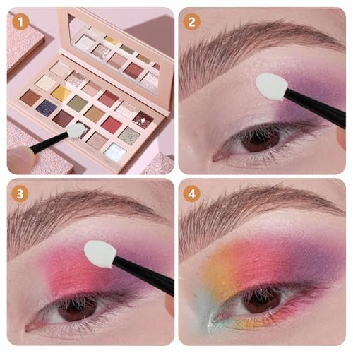 Giantree 50 Pcs Disposable Eyeshadow Applicators - Mini Eye Shadow Sponge Applicators Portable Travel Brushes for Women - görsel 8