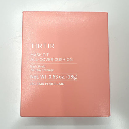 TIRTIR Mask Fit All Cover Pink Cushion Foundation - High Coverage, Velvety Matte Finish, Lightweight, Flawless, Corrects Redness, Korean Cushion (#15C Fair Porcelain, Full Size, 0.63 Fl Oz) Avelisse