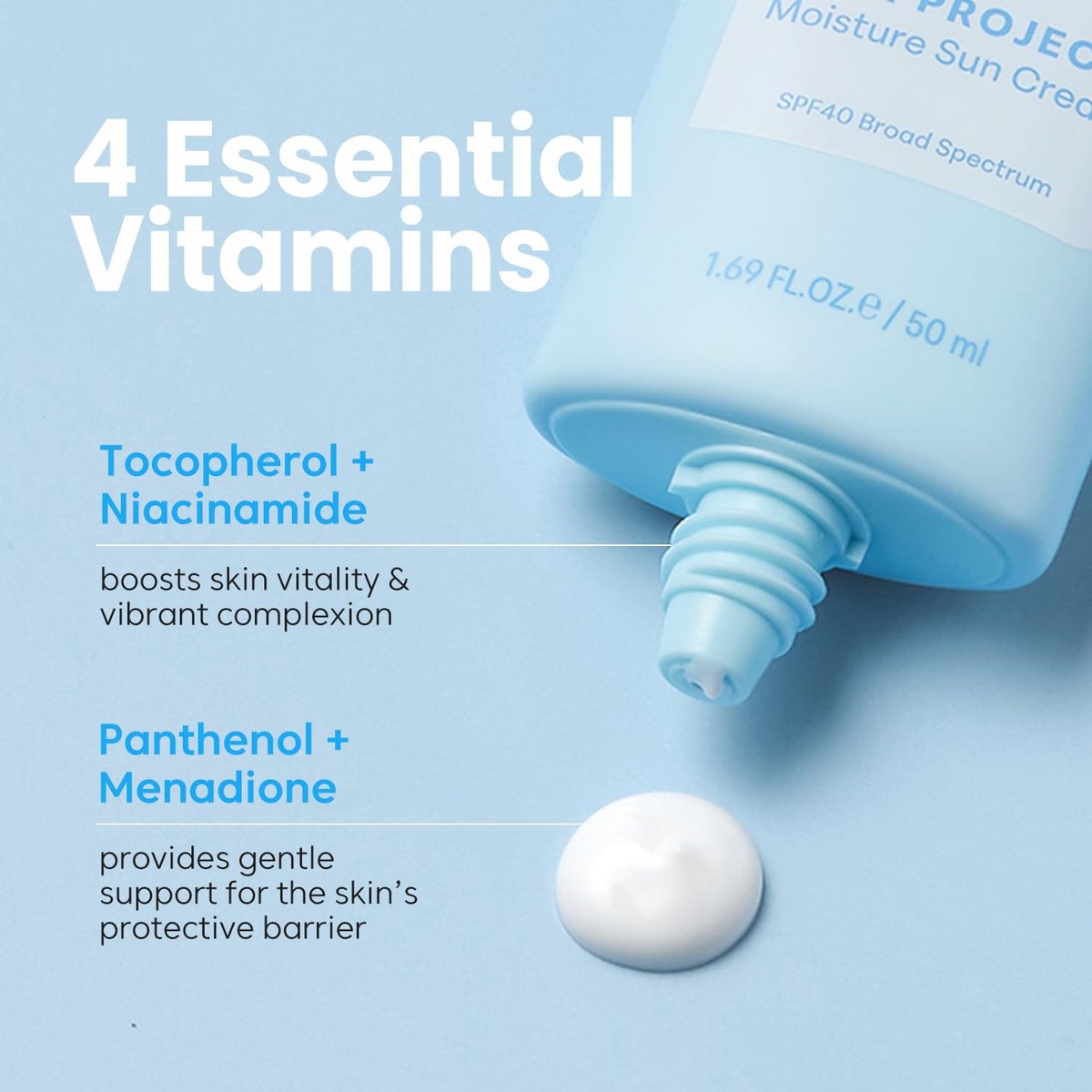 THANKYOU FARMER Sun Project Moisture Sun Cream SPF 40 – Korean Sunscreen with Panthenol, Fragrance Free, Broad Spectrum, No White Cast, 1.69 fl oz Avelisse