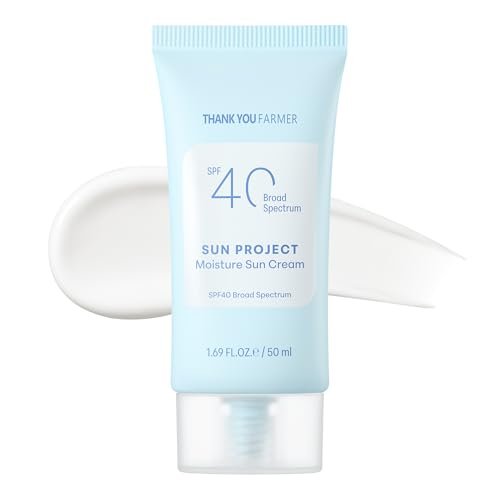 THANKYOU FARMER Sun Project Moisture Sun Cream SPF 40 – Korean Sunscreen with Panthenol, Fragrance Free, Broad Spectrum, No White Cast, 1.69 fl oz Avelisse