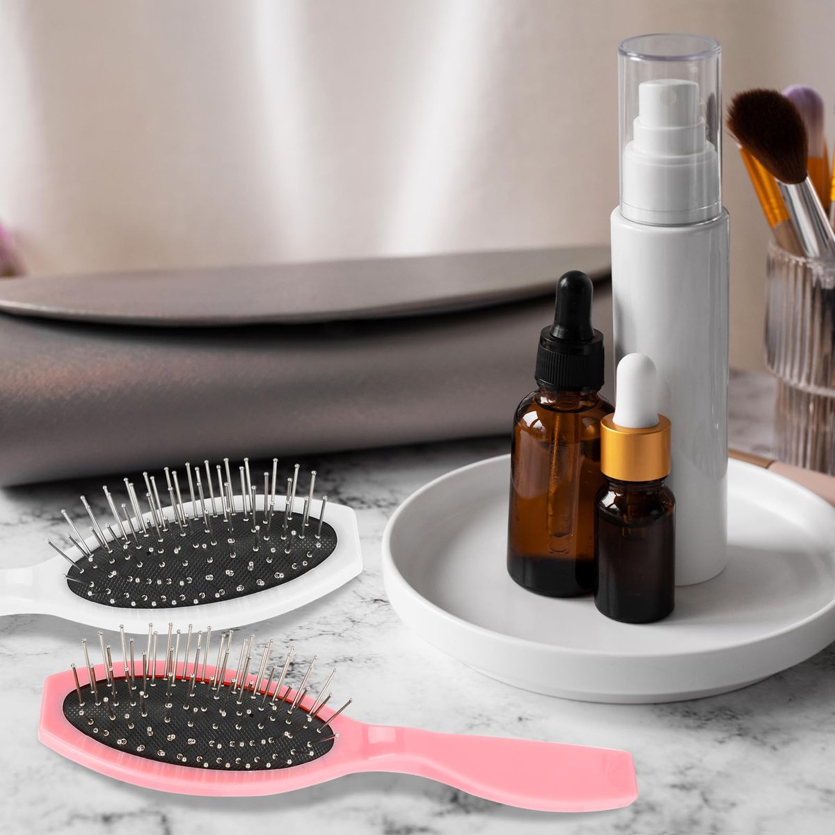 Wig Brush 2 Pcs - Stainless Steel Detangling Brushes for Synthetic & Human Hair Wigs, Portable Comb for Women - görsel 7