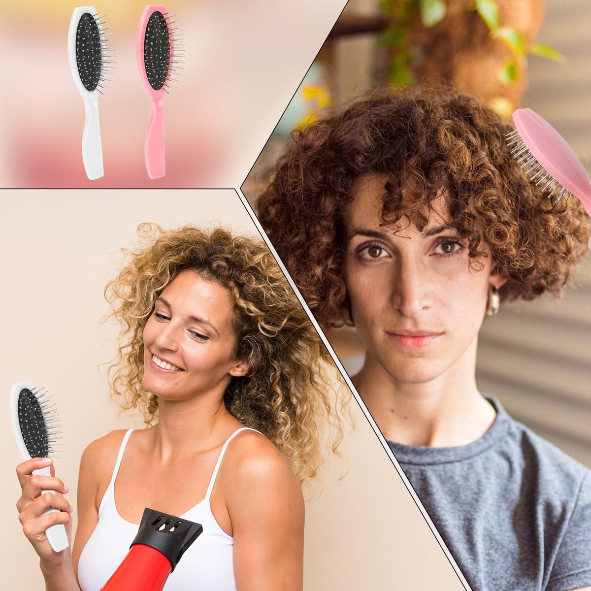 Wig Brush 2 Pcs - Stainless Steel Detangling Brushes for Synthetic & Human Hair Wigs, Portable Comb for Women - görsel 9